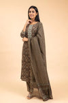 Brown Cotton Readymade Suit And Pant With Cotton Dupatta