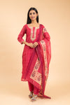 Rani Muslin Readymade Suit And Pant With Chanderi Cotton Dupatta