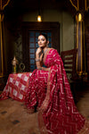 Rani Organza Embroidered Sequence Saree With Readymade Blouse