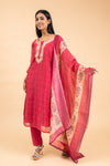 Rani Muslin Readymade Suit And Pant With Chanderi Cotton Dupatta