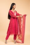 Rani Muslin Readymade Suit And Pant With Chanderi Cotton Dupatta