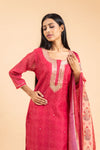 Rani Muslin Readymade Suit And Pant With Chanderi Cotton Dupatta