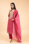 Rani Organza Readymade Suit And Pant With Chanderi Cotton Dupatta