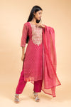 Rani Organza Readymade Suit And Pant With Chanderi Cotton Dupatta