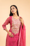 Rani Organza Readymade Suit And Pant With Chanderi Cotton Dupatta