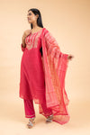 Magenta Chanderi Cotton Readymade Suit And Pant With Dupatta