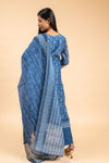 Blue Chanderi Cotton Kurti And Pant With Dupatta