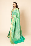 Emrl Green Banarasi Woven Zari Saree With Unstitched Blouse