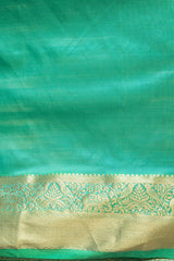 Emrl Green Banarasi Woven Zari Saree With Unstitched Blouse