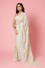 Organza Embellished Embroidered Saree (Ft:-Mahima Khanchandani)