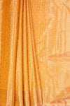 Mustard South Indian Silk Woven Zari Saree With Unstitched