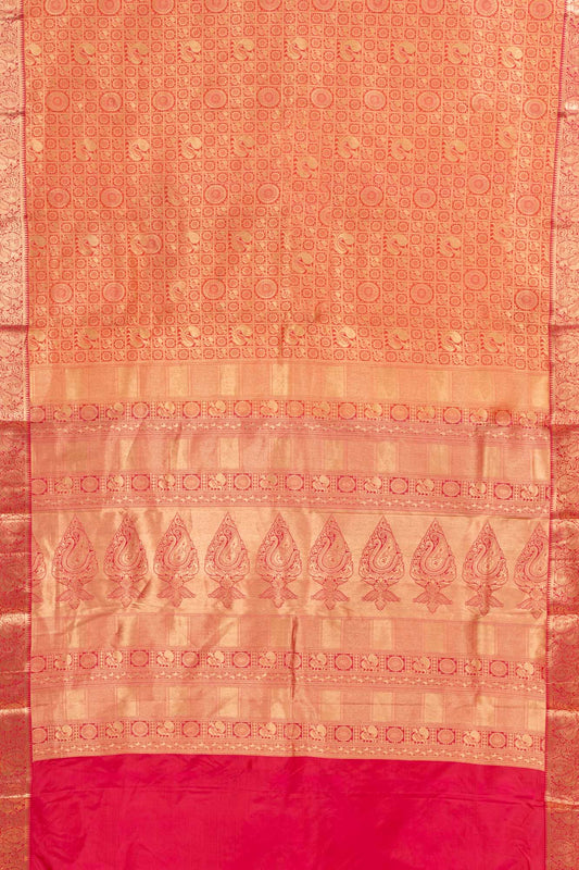 Maroon South Indian Handloom Woven Zari Saree With Unstitched Blouse