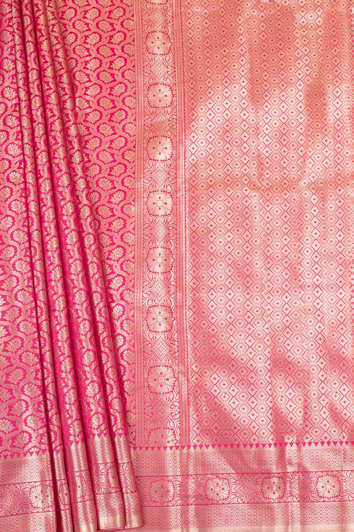 Rani South Indian Silk Woven Zari Saree With Unstitched