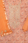 Peach Chanderi Cotton Unstitched Suit With Georgette Dupatta