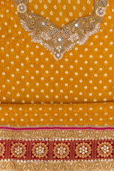 Mustard Georgette Embroidered Unstitched Suit With Dupatta