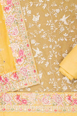 Organza Unstitched Suit And Dupatta With Cutdana & Sequence Work