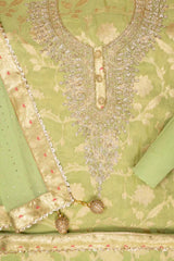 Pista Organza Tissue Embroidered Unstitched Suit With Dupatta