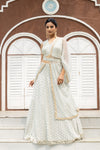 Grey Georgette Lehenga Set And Net Dupatta With Readymade Blouse