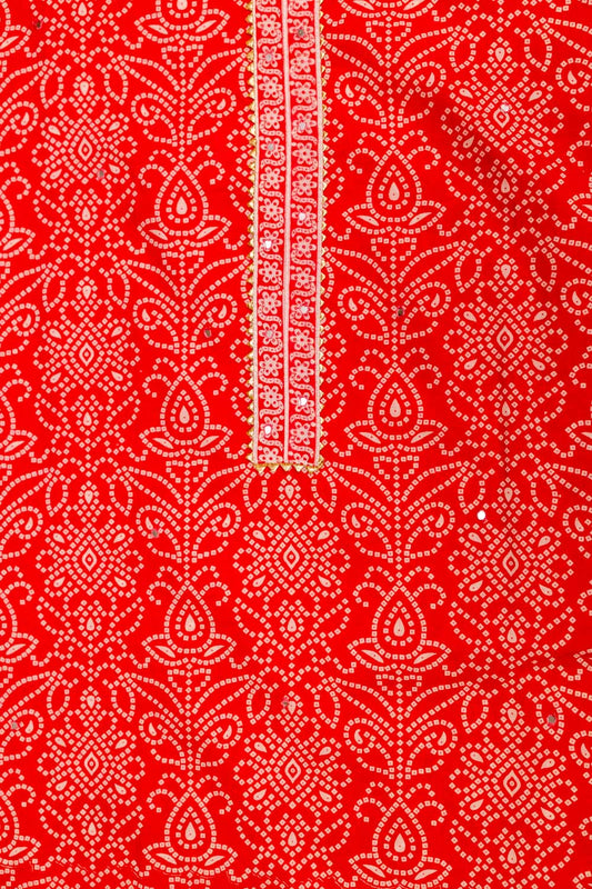 Coral Cotton Embroidered Unstitched Suit With Dupatta