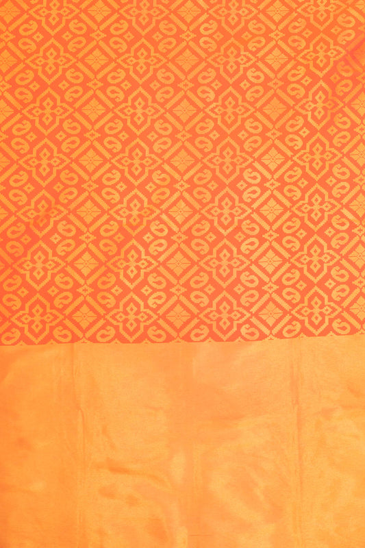 Coral Banarasi Woven Zari Saree With Unstitched Blouse