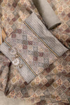 Grey Cotton Embroidered Unstitched Suit With Dupatta