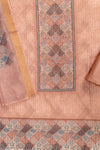 Peach Cotton Embroidered Unstitched Suit With Dupatta