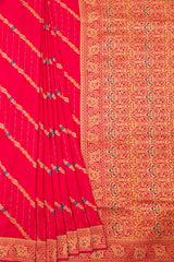 Rani Dola Banarasi Woven Zari Saree With Unstitched Blouse