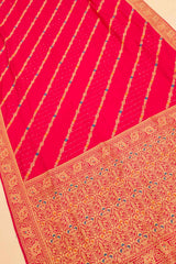 Rani Dola Banarasi Woven Zari Saree With Unstitched Blouse