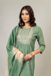 Pista Cotton Readymade Suit And Pant With Cotton Dupatta