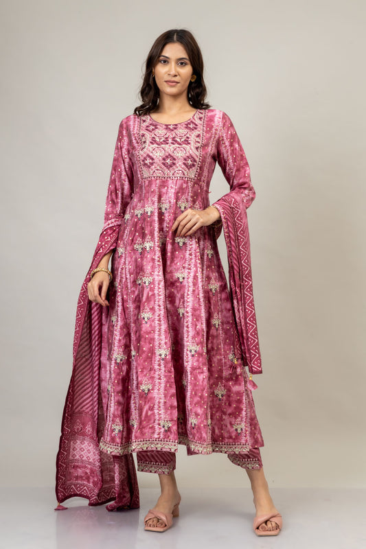 Gajari Cotton Kurti And Pant With Cotton Dupatta