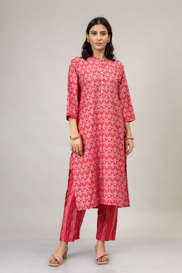 Rani Floral Printed Cotton Readymade Suit With Pant