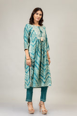 Mint Green Dolna Embroidered Kurti With Pant