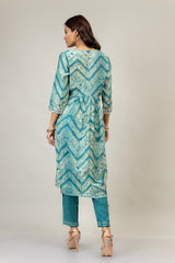 Mint Green Dolna Embroidered Kurti With Pant