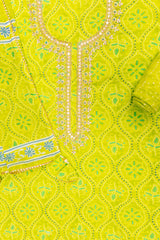Cotton Unstitched Suit And Dupatta With Bandhini Print