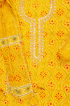 Mustard Cotton Embroidered Unstitched Suit With Dupatta