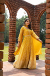 Mango Gold Organza Floor Length Readymade Suit With Chinon Dupatta