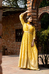 Mango Gold Organza Floor Length Readymade Suit With Chinon Dupatta