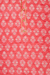 Peach Floral Printed Cotton Unstitched Suit With Dupatta