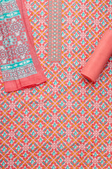 Coral Patola Printed Cotton Unstitched Suit With Dupatta