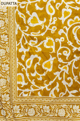 Yellow Digital Printed Cotton Unstitched Suit With Dupatta