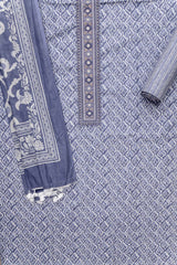 Grey Digital Printed Cotton Unstitched Suit With Dupatta