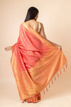 Coral Dolna Banarasi Woven Zari Saree With Unstitched Blouse