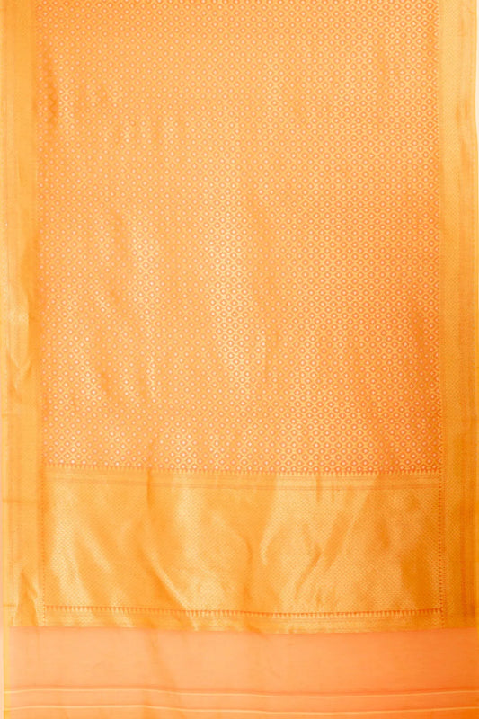 Peach Cotton Banarasi Woven Zari Saree With Unstitched Blouse