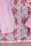 Pink Floral Printed Georgette Unstitched Suit With Dupatta