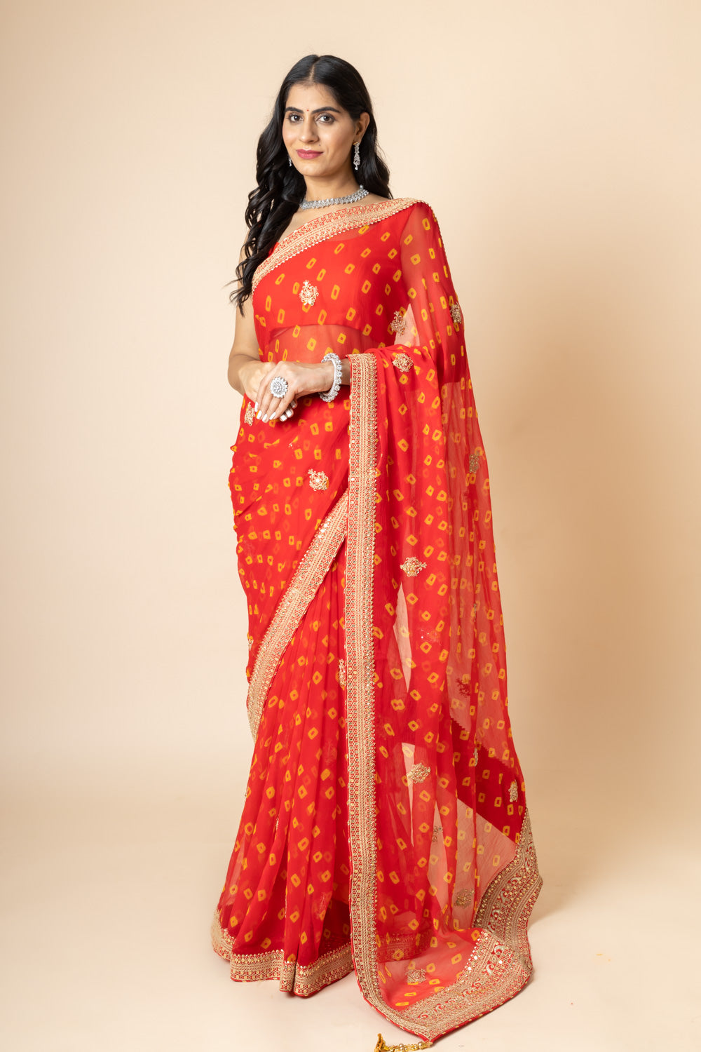 Georgette Sequence Saree With Bandhini Print (Ft:- Nandita Suchak)