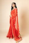 Red Georgette Sequence Saree With Bandhani Print (Ft:- Nandita Suchak)