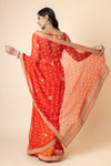 Red Georgette Sequence Saree With Bandhani Print (Ft:- Nandita Suchak)