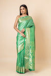 Bottle Green Kanjivaram Silk Saree With Unstitched Blouse