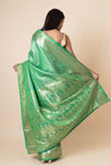 Bottle Green Kanjivaram Silk Saree With Unstitched Blouse