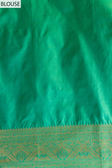 Bottle Green Kanjivaram Silk Saree With Unstitched Blouse